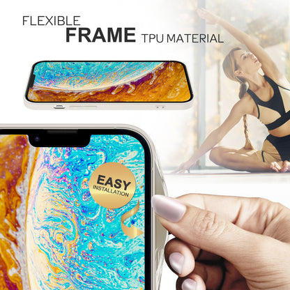 NALIA Marmor Glas Case für iPhone 14 Plus – Robustes 9H Echtglas – MARBELLE (Silikon Bumper & Grip) – Marke aus Berlin