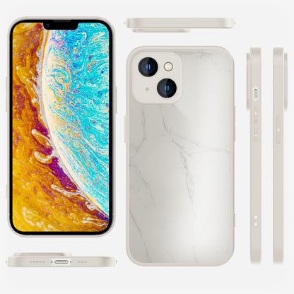 NALIA Marmor Glas Case für iPhone 14 Plus – Robustes 9H Echtglas – MARBELLE (Silikon Bumper & Grip) – Marke aus Berlin