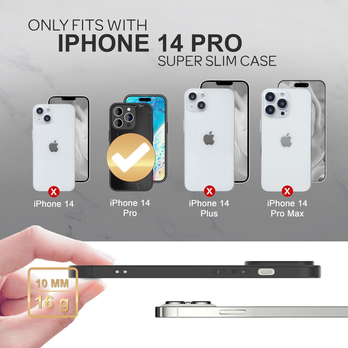 NALIA Marmor Glas Case für iPhone 14 Pro – Robustes 9H Echtglas – MARBELLE (Silikon Bumper & Grip) – Marke aus Berlin
