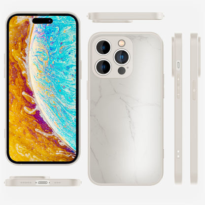 NALIA Marmor Glas Case für iPhone 14 Pro – Robustes 9H Echtglas – MARBELLE (Silikon Bumper & Grip) – Marke aus Berlin