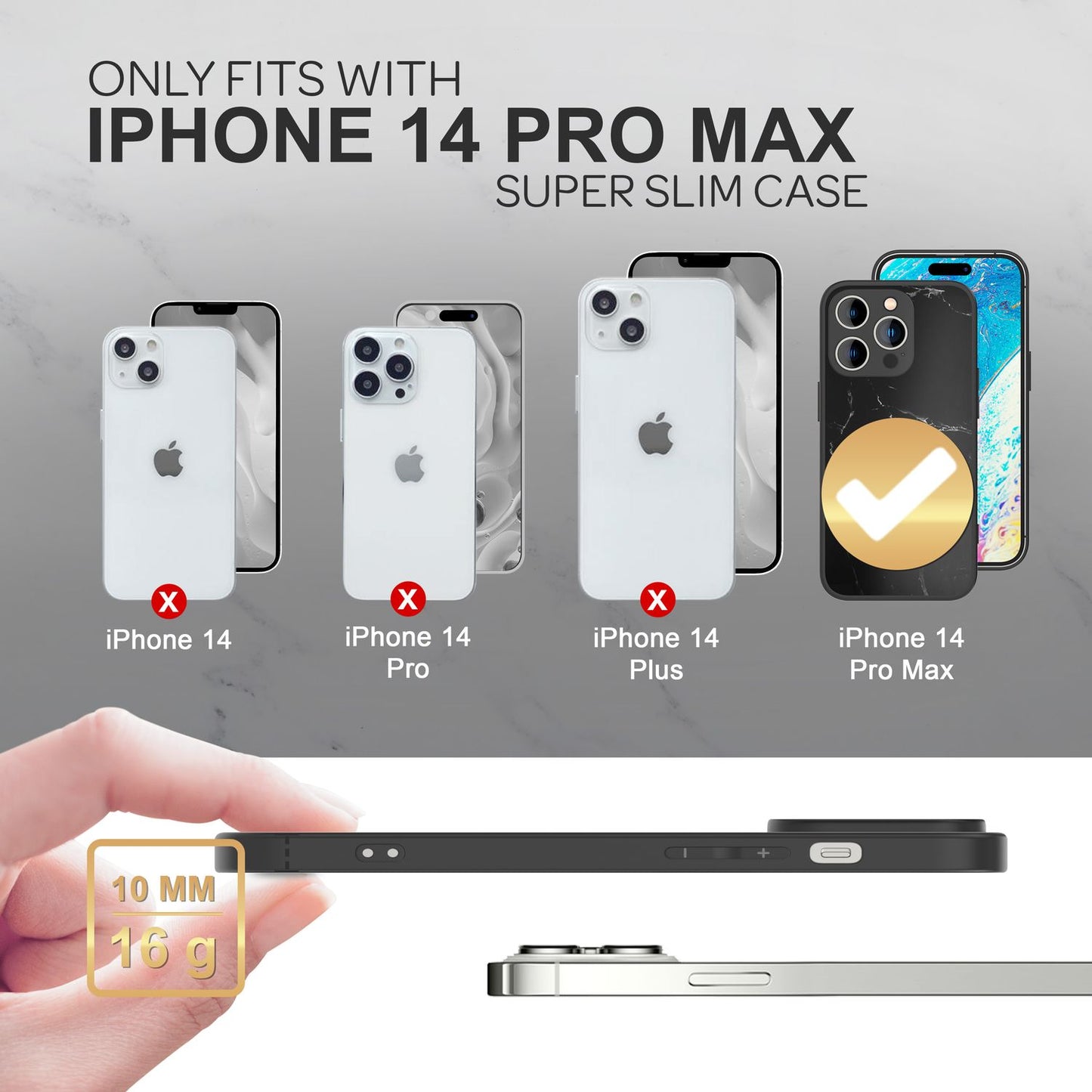NALIA Marmor Glas Case für iPhone 14 Pro Max – Robustes 9H Echtglas – MARBELLE (Silikon Bumper & Grip) – Marke aus Berlin