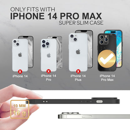 NALIA Marmor Glas Case für iPhone 14 Pro Max – Robustes 9H Echtglas – MARBELLE (Silikon Bumper & Grip) – Marke aus Berlin