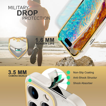 NALIA Marmor Glas Case für iPhone 14 Pro Max – Robustes 9H Echtglas – MARBELLE (Silikon Bumper & Grip) – Marke aus Berlin