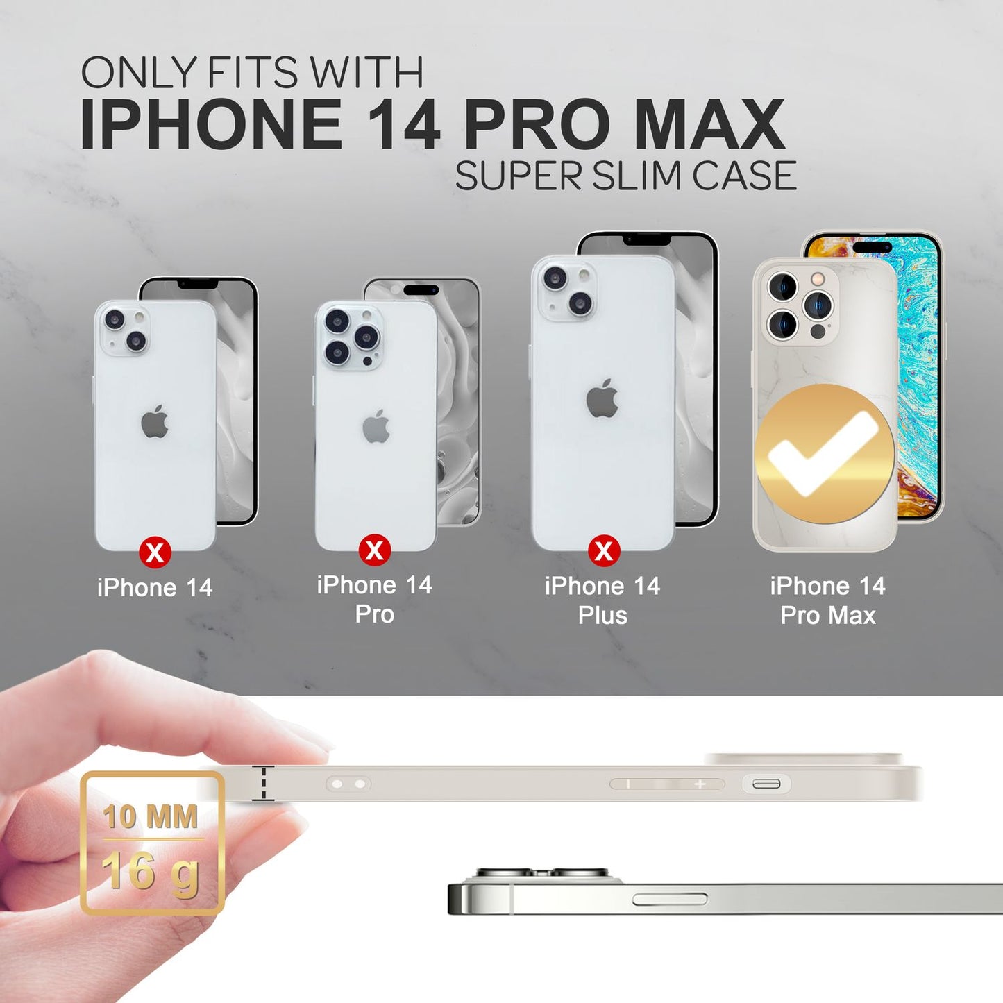 NALIA Marmor Glas Case für iPhone 14 Pro Max – Robustes 9H Echtglas – MARBELLE (Silikon Bumper & Grip) – Marke aus Berlin
