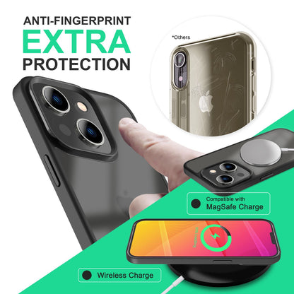 NALIA Matte Hülle für iPhone 14 Plus – Kein Vergilben & Anti-Fingerabdruck – SUMMIT (Semi-Transparent & Schwarzer Rahmen) – Marke aus Berlin