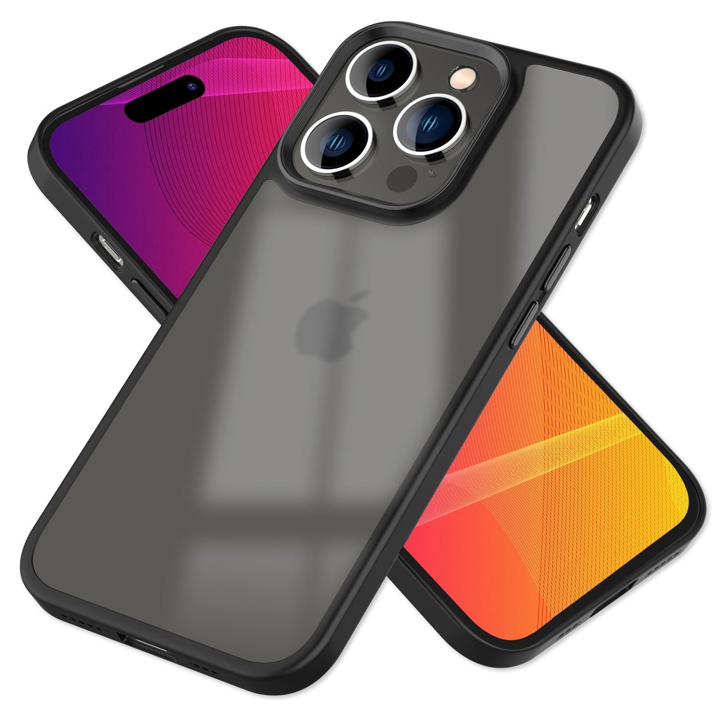 NALIA Matte Hülle für iPhone 14 Pro Max – Kein Vergilben & Anti-Fingerabdruck – SUMMIT (Semi-Transparent & Schwarzer Rahmen) – Marke aus Berlin