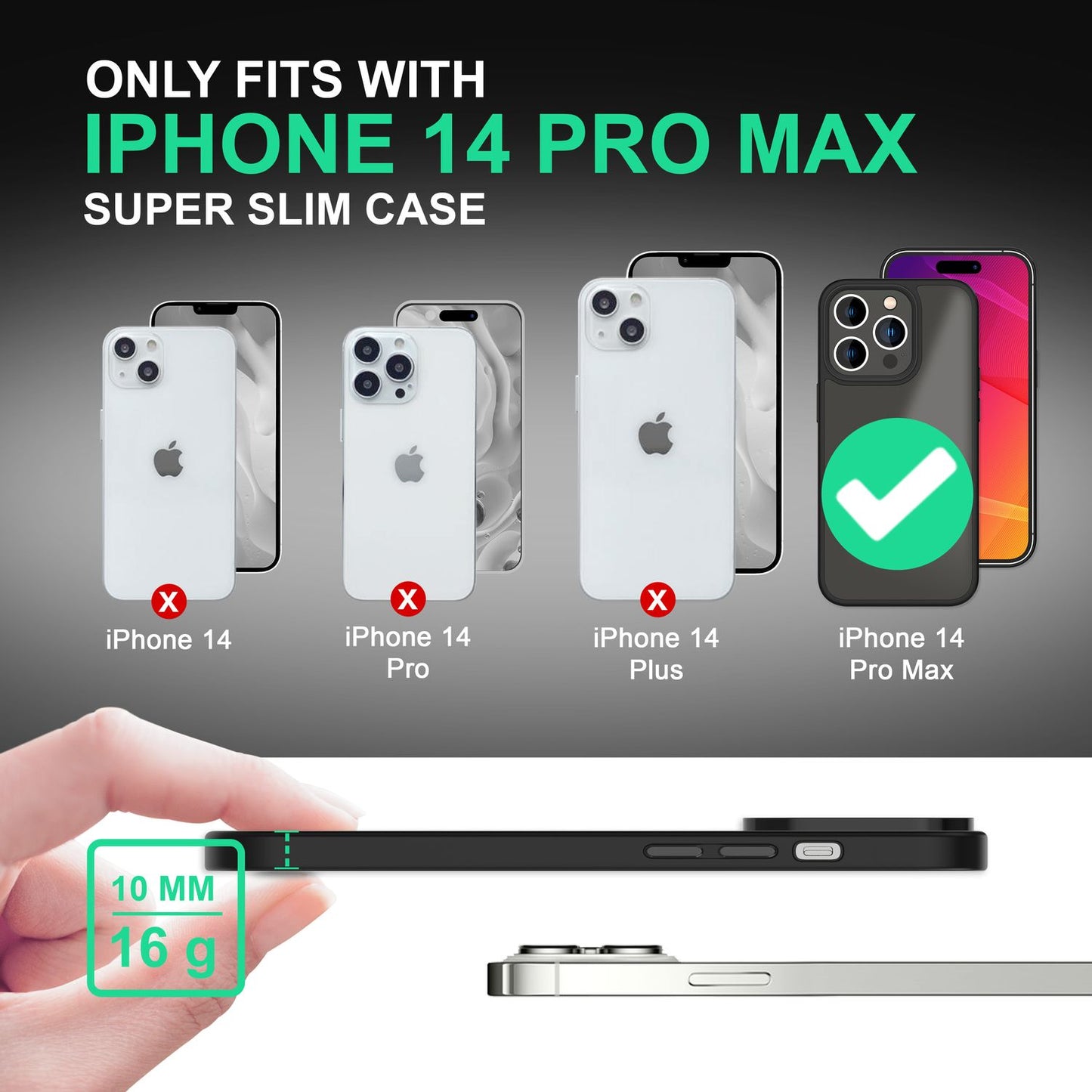 NALIA Matte Hülle für iPhone 14 Pro Max – Kein Vergilben & Anti-Fingerabdruck – SUMMIT (Semi-Transparent & Schwarzer Rahmen) – Marke aus Berlin