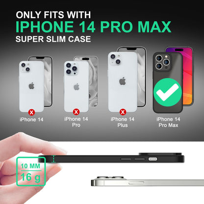 NALIA Matte Hülle für iPhone 14 Pro Max – Kein Vergilben & Anti-Fingerabdruck – SUMMIT (Semi-Transparent & Schwarzer Rahmen) – Marke aus Berlin