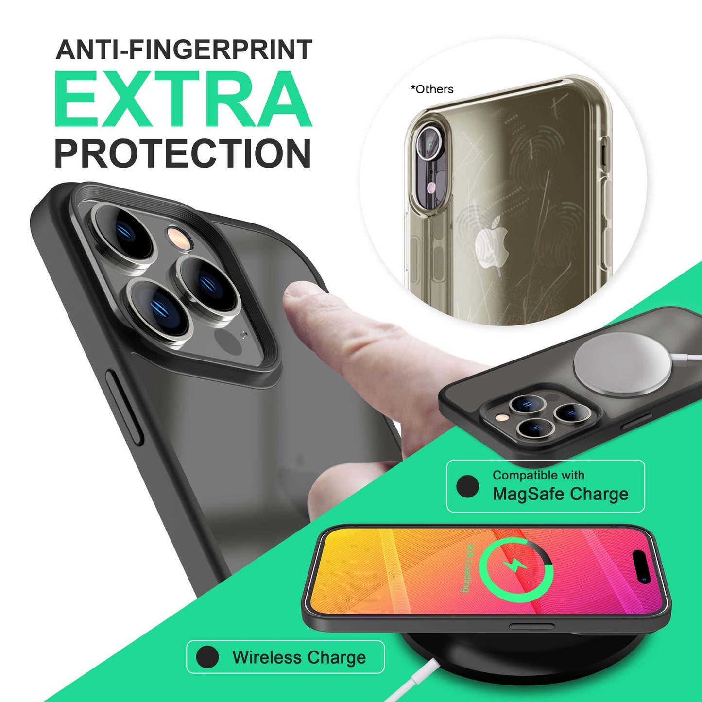 NALIA Matte Hülle für iPhone 14 Pro Max – Kein Vergilben & Anti-Fingerabdruck – SUMMIT (Semi-Transparent & Schwarzer Rahmen) – Marke aus Berlin