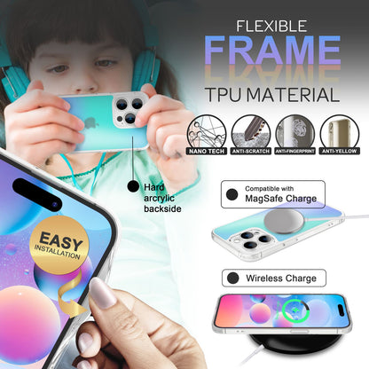 NALIA Farb-Wechsel Handyhülle kompatibel mit iPhone 14 Pro Hülle, Durchscheinend Farbspiel Glänzend Anti-Gelb Robust, Robuste Rückseite & Silikon-Rahmen, Kamera-Schutz Staubschutz