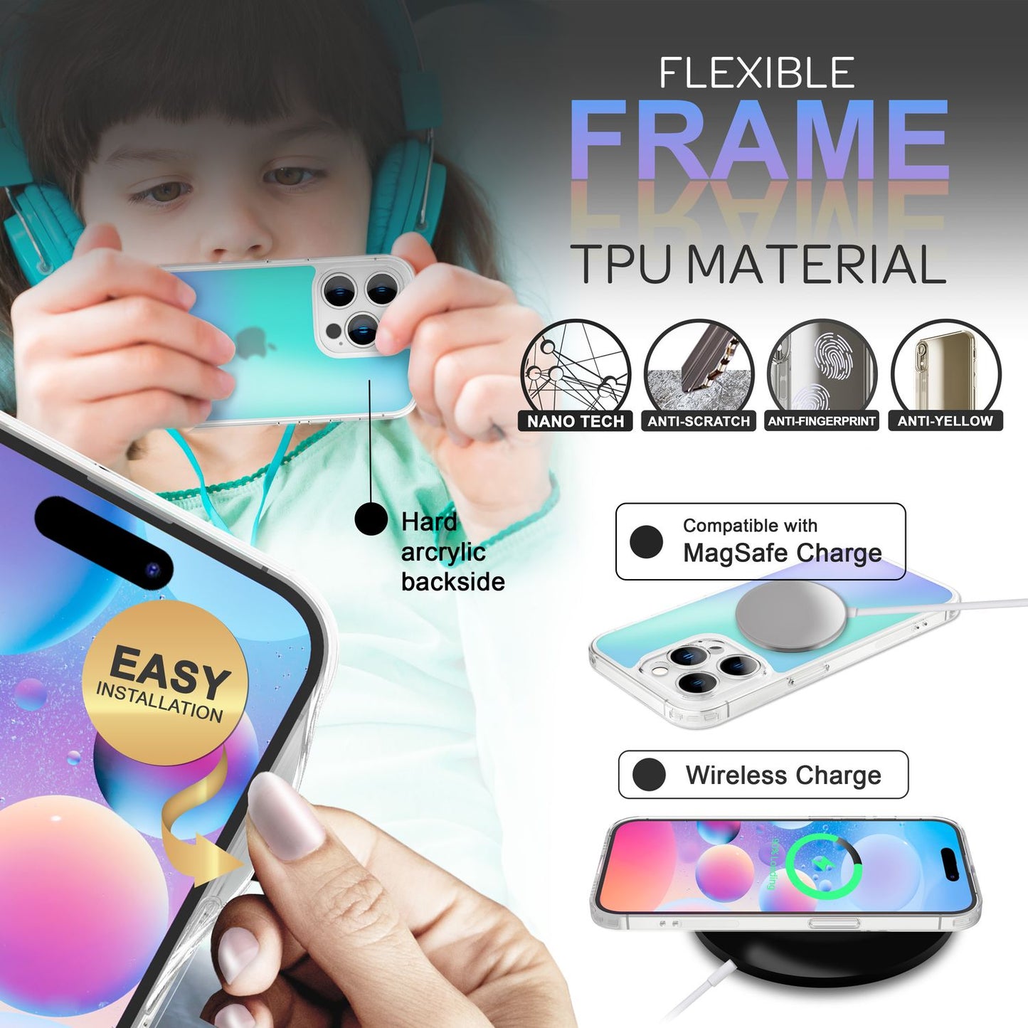 NALIA Farb-Wechsel Handyhülle kompatibel mit iPhone 14 Pro Max Hülle, Durchscheinend Farbspiel Glänzend Anti-Gelb Robust, Robuste Rückseite & Silikon-Rand, Kamera-Schutz Staubschutz
