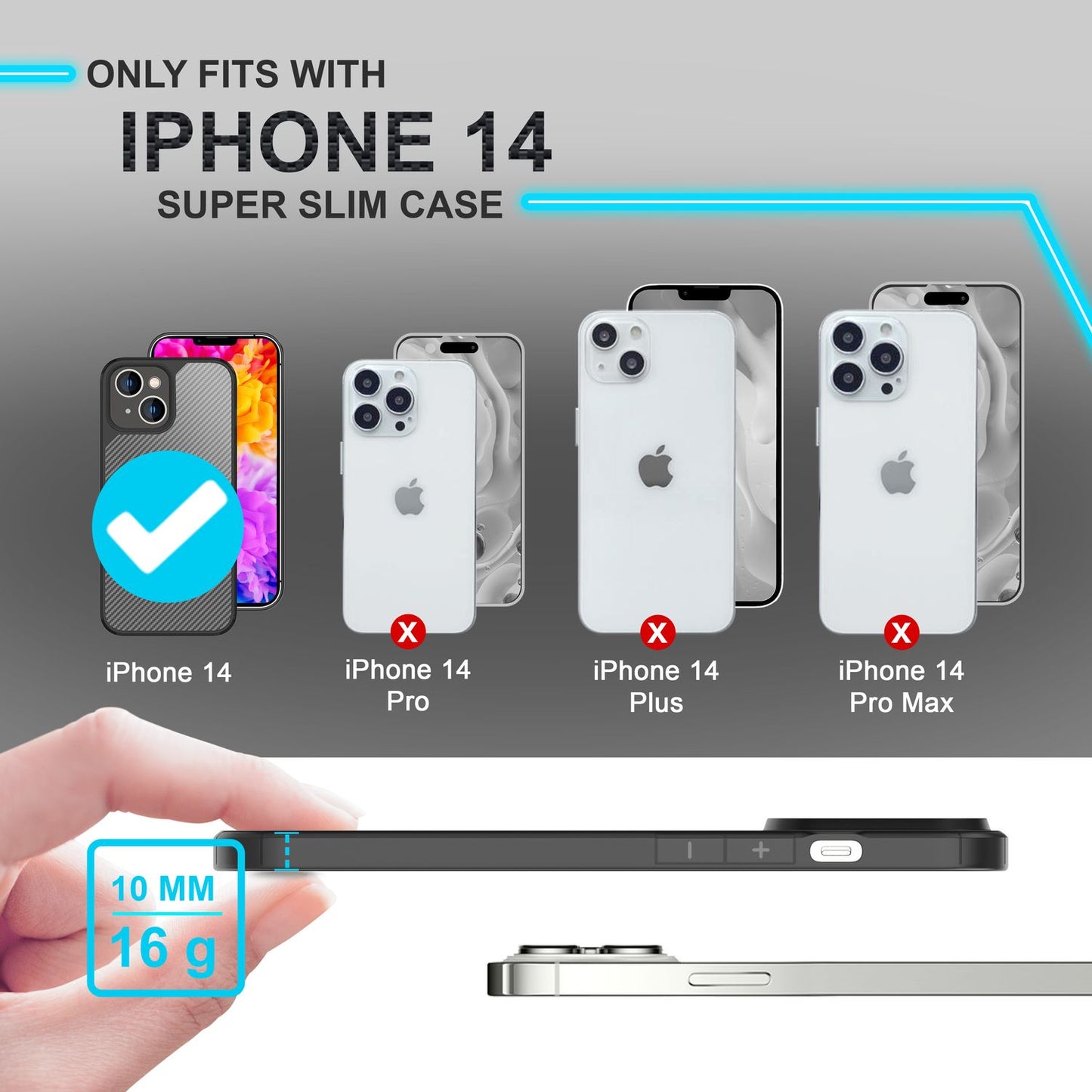 NALIA Carbon-Look Hülle für iPhone 14 – Vergilbungsfrei & Rutschfest – NOMAD (Semi-Transparent & Silikon-Rahmen) – Marke aus Berlin