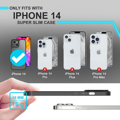 NALIA Carbon-Look Hülle für iPhone 14 – Vergilbungsfrei & Rutschfest – NOMAD (Semi-Transparent & Silikon-Rahmen) – Marke aus Berlin