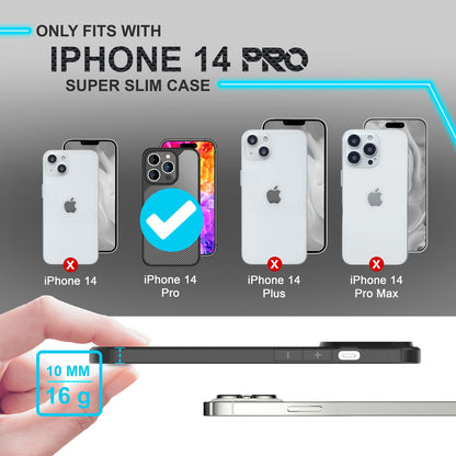 NALIA Carbon-Look Hülle für iPhone 14 Pro – Vergilbungsfrei & Rutschfest – NOMAD (Semi-Transparent & Silikon-Rahmen) – Marke aus Berlin