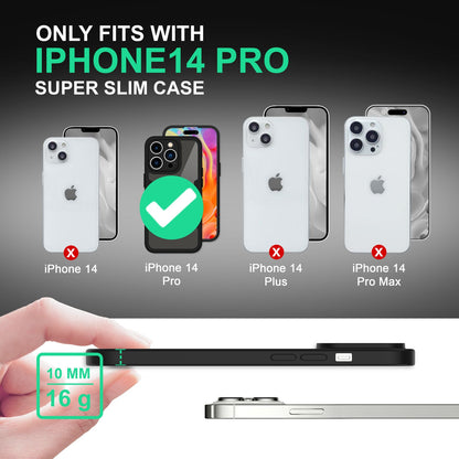 NALIA 360° Hülle für iPhone 14 Pro – Vergilbungsfrei & Rutschfester Matt-Rahmen – SURROUND (Full-Body Case mit Kameraschutz) – Marke aus Berlin