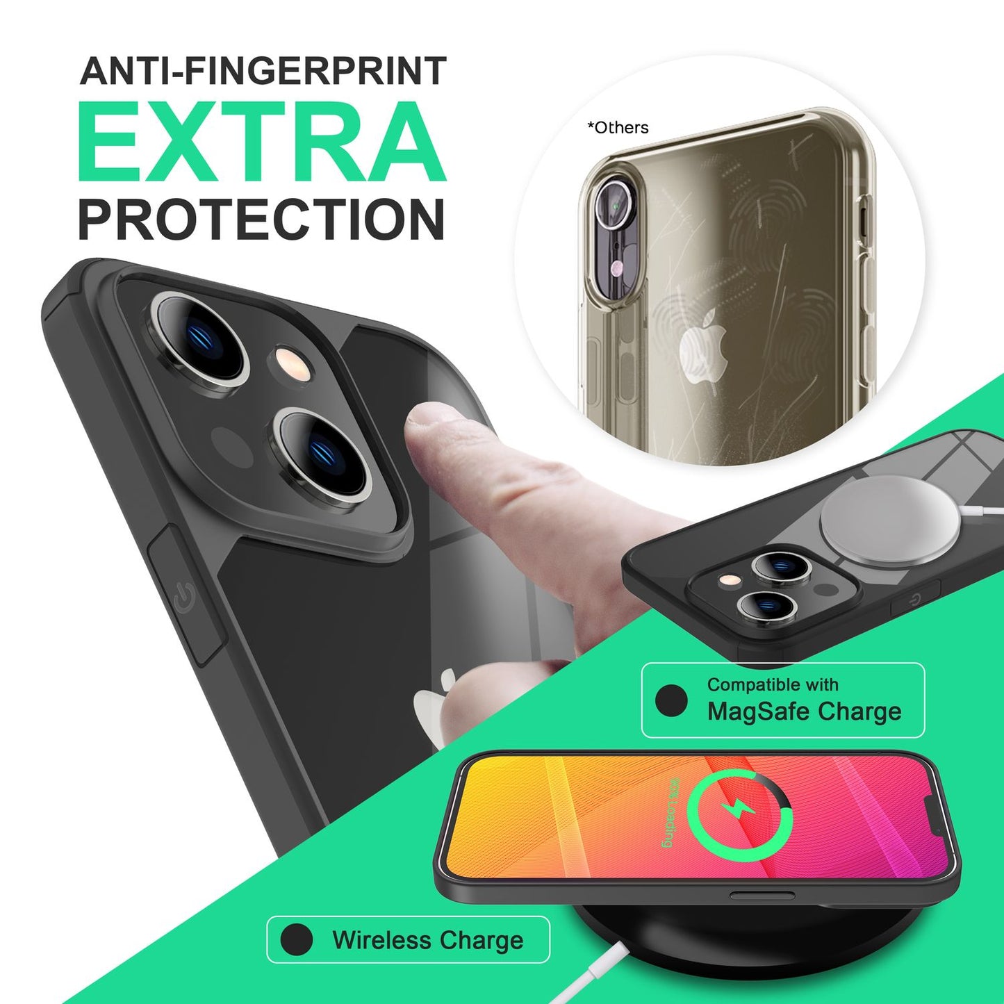 NALIA Handyhülle für iPhone 14 – Transparentes Hardcase & Schwarzer Bumper – PROVA (Vergilbungsfrei & Stoßfest) – Marke aus Berlin