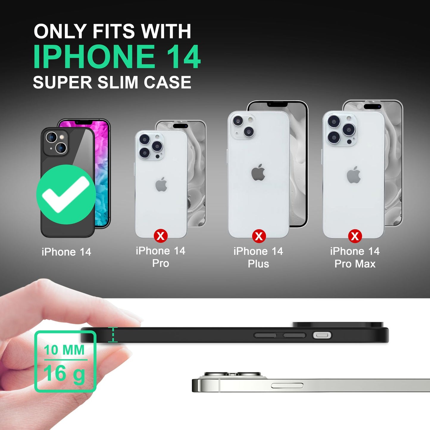 NALIA Handyhülle für iPhone 14 – Transparentes Hardcase & Schwarzer Bumper – PROVA (Vergilbungsfrei & Stoßfest) – Marke aus Berlin