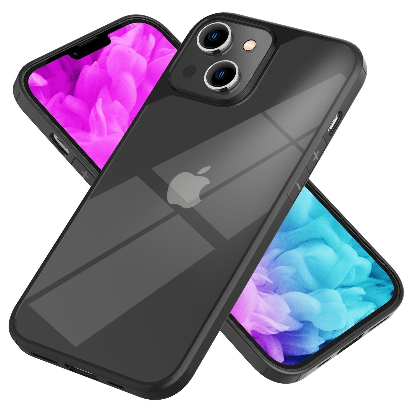 NALIA Handyhülle für iPhone 14 Plus – Transparentes Hardcase & Schwarzer Bumper – PROVA (Vergilbungsfrei & Stoßfest) – Marke aus Berlin