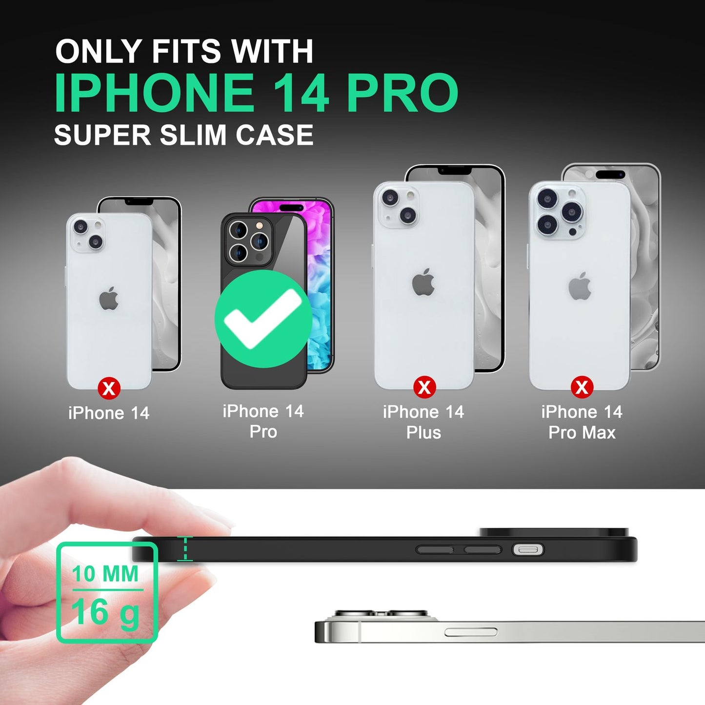 NALIA Handyhülle für iPhone 14 Pro – Transparentes Hardcase & Schwarzer Bumper – PROVA (Vergilbungsfrei & Stoßfest) – Marke aus Berlin