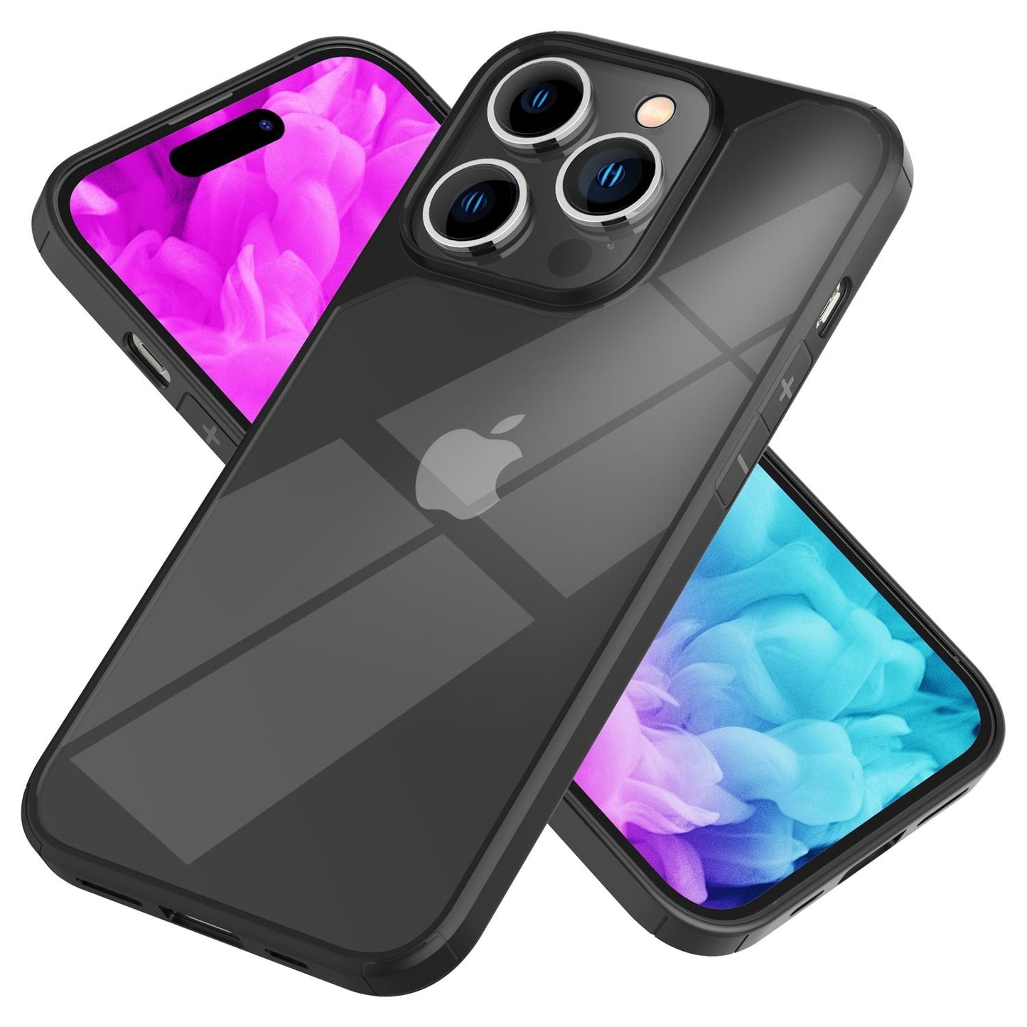 NALIA Handyhülle für iPhone 14 Pro Max – Transparentes Hardcase & Schwarzer Bumper – PROVA (Vergilbungsfrei & Stoßfest) – Marke aus Berlin