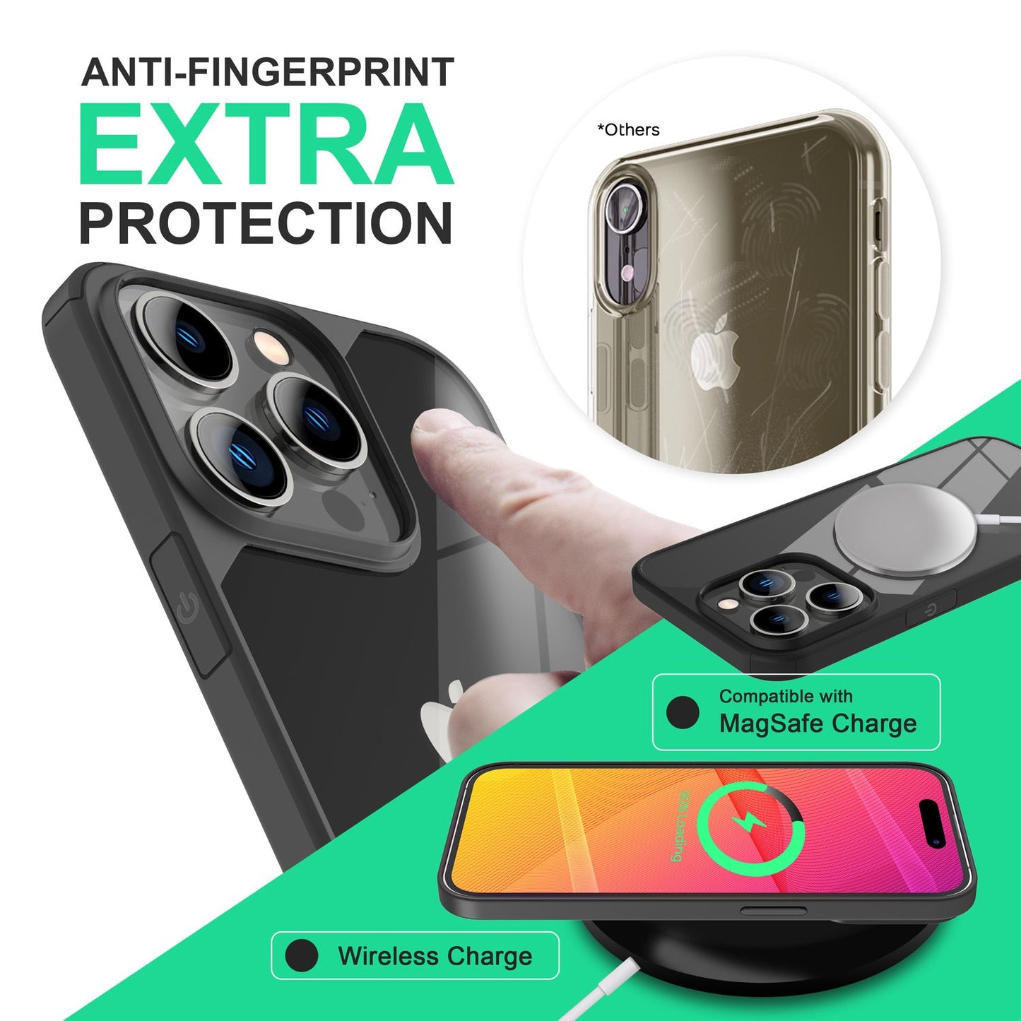 NALIA Handyhülle für iPhone 14 Pro Max – Transparentes Hardcase & Schwarzer Bumper – PROVA (Vergilbungsfrei & Stoßfest) – Marke aus Berlin