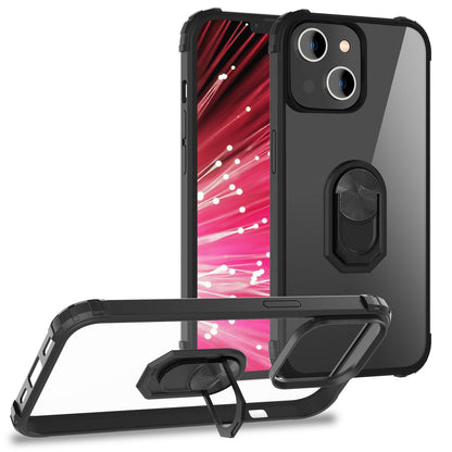 NALIA Ringhülle für iPhone 14 – Für Magnethalter & 360° Stand – VAULT (Kristallklare Rückseite & Stoßfester Silikon-Rahmen) – Marke aus Berlin