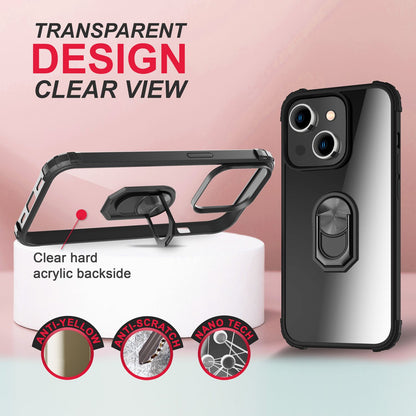 NALIA Ringhülle für iPhone 14 Plus – Für Magnethalter & 360° Stand – VAULT (Kristallklare Rückseite & Stoßfester Silikon-Rahmen) – Marke aus Berlin