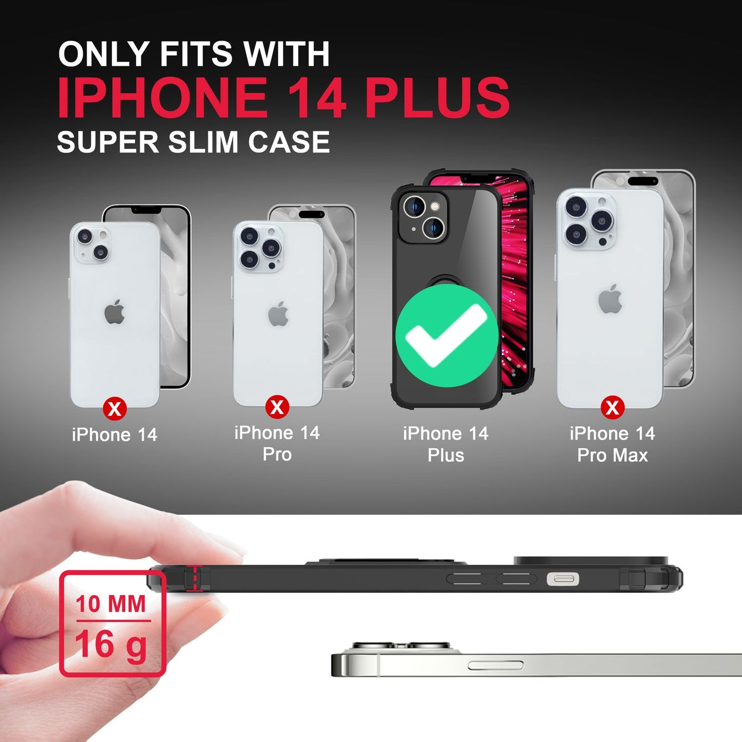 NALIA Ringhülle für iPhone 14 Plus – Für Magnethalter & 360° Stand – VAULT (Kristallklare Rückseite & Stoßfester Silikon-Rahmen) – Marke aus Berlin