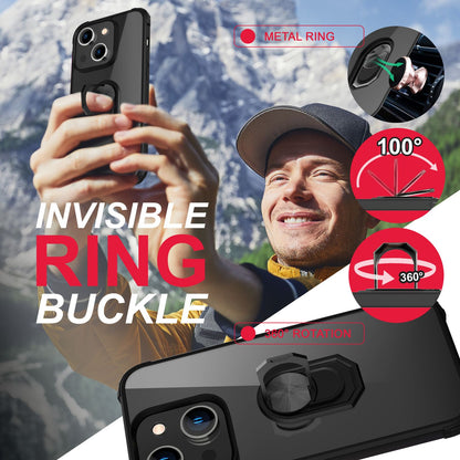 NALIA Ringhülle für iPhone 14 Plus – Für Magnethalter & 360° Stand – VAULT (Kristallklare Rückseite & Stoßfester Silikon-Rahmen) – Marke aus Berlin