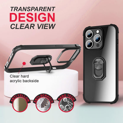 NALIA Ringhülle für iPhone 14 Pro – Für Magnethalter & 360° Stand – VAULT (Kristallklare Rückseite & Stoßfester Silikon-Rahmen) – Marke aus Berlin