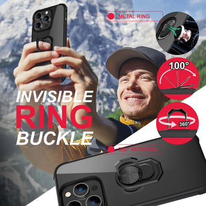 NALIA Ringhülle für iPhone 14 Pro Max – Für Magnethalter & 360° Stand – VAULT (Kristallklare Rückseite & Stoßfester Silikon-Rahmen) – Marke aus Berlin