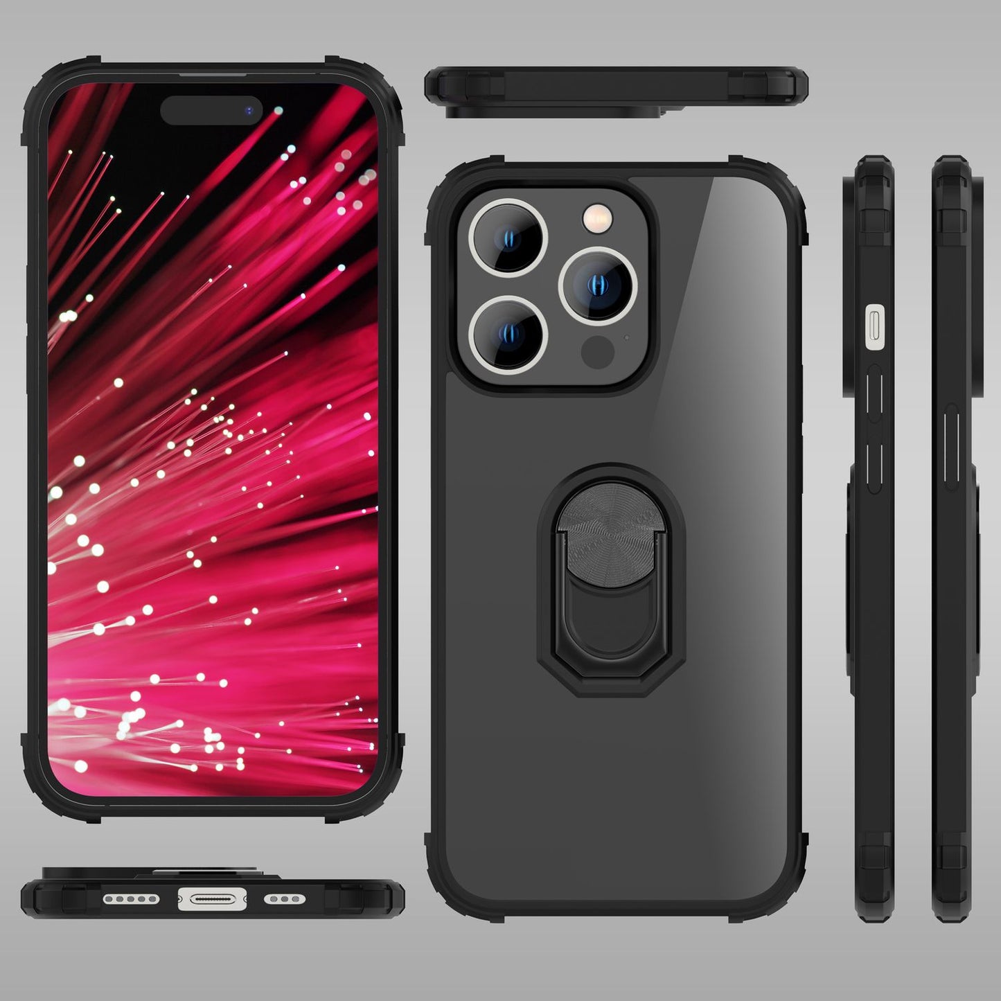 NALIA Ringhülle für iPhone 14 Pro Max – Für Magnethalter & 360° Stand – VAULT (Kristallklare Rückseite & Stoßfester Silikon-Rahmen) – Marke aus Berlin