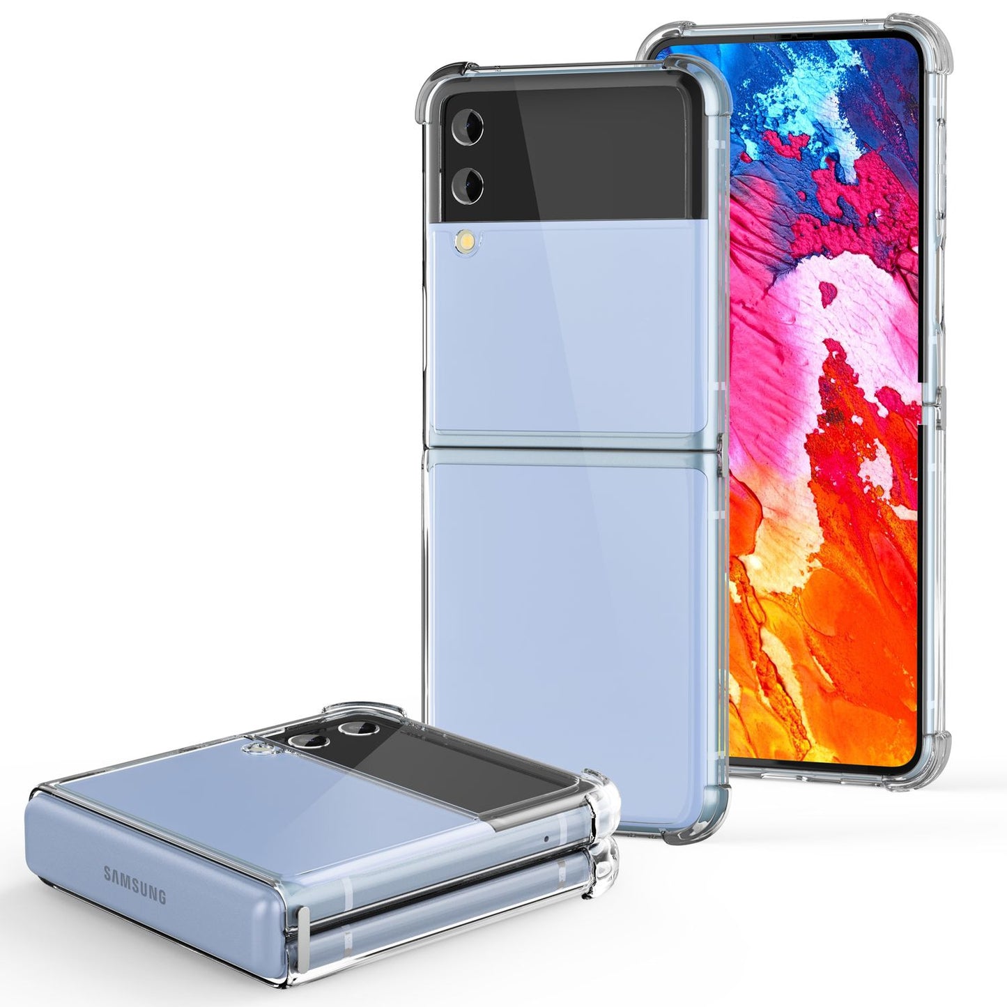 NALIA Klare Einteilige Schutzhülle kompatibel mit Samsung Galaxy Z Flip4 Hülle, Transparent Anti-Gelb Robust Aufprall-Schutz, Harte Rückseite & Verstärkter Silikon-Rahmen, Durchsichtige Handyhülle