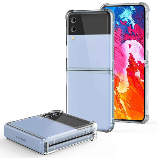 NALIA Klare Einteilige Schutzhülle kompatibel mit Samsung Galaxy Z Flip4 Hülle, Transparent Anti-Gelb Robust Aufprall-Schutz, Harte Rückseite & Verstärkter Silikon-Rahmen, Durchsichtige Handyhülle
