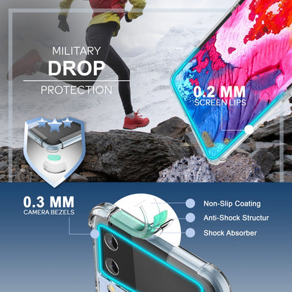 NALIA Klare Einteilige Schutzhülle kompatibel mit Samsung Galaxy Z Flip4 Hülle, Transparent Anti-Gelb Robust Aufprall-Schutz, Harte Rückseite & Verstärkter Silikon-Rahmen, Durchsichtige Handyhülle