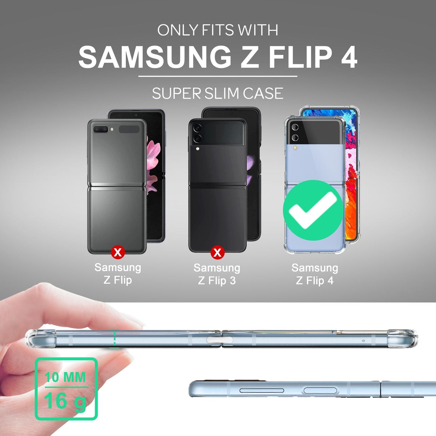 NALIA Klare Einteilige Schutzhülle kompatibel mit Samsung Galaxy Z Flip4 Hülle, Transparent Anti-Gelb Robust Aufprall-Schutz, Harte Rückseite & Verstärkter Silikon-Rahmen, Durchsichtige Handyhülle