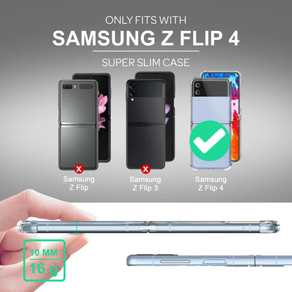 NALIA Klare Einteilige Schutzhülle kompatibel mit Samsung Galaxy Z Flip4 Hülle, Transparent Anti-Gelb Robust Aufprall-Schutz, Harte Rückseite & Verstärkter Silikon-Rahmen, Durchsichtige Handyhülle
