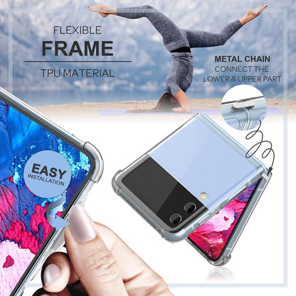 NALIA Klare Einteilige Schutzhülle kompatibel mit Samsung Galaxy Z Flip4 Hülle, Transparent Anti-Gelb Robust Aufprall-Schutz, Harte Rückseite & Verstärkter Silikon-Rahmen, Durchsichtige Handyhülle