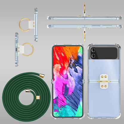NALIA Klare Handyhülle mit Kette kompatibel mit Samsung Galaxy Z Flip4 Hülle, Transparente Schutzhülle mit Ring & Handy-Schnur zum Umhängen, Robuste Harte Rückseite & Silikon-Rand