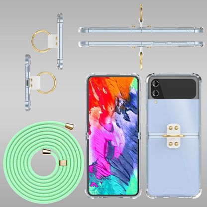 NALIA Klare Handyhülle mit Kette kompatibel mit Samsung Galaxy Z Flip4 Hülle, Transparente Schutzhülle mit Ring & Handy-Schnur zum Umhängen, Robuste Harte Rückseite & Silikon-Rand