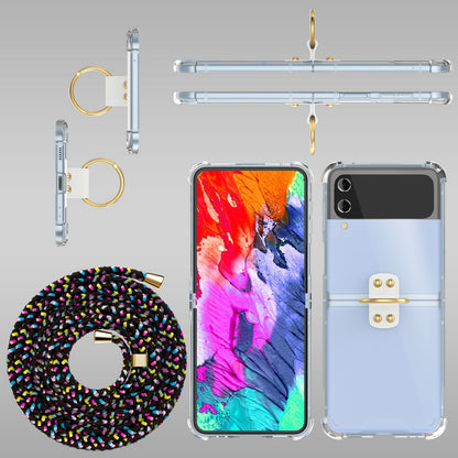NALIA Klare Handyhülle mit Kette kompatibel mit Samsung Galaxy Z Flip4 Hülle, Transparente Schutzhülle mit Ring & Handy-Schnur zum Umhängen, Robuste Harte Rückseite & Silikon-Rand