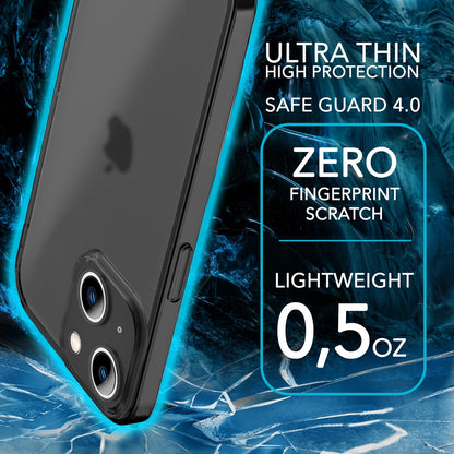 NALIA Ultra Slim Hardcase für iPhone 14 – Matt-Transparent & 0.3mm Dünn – PHANTOM (Dünnes Cover & Kamera-Vollschutz) – Marke aus Berlin