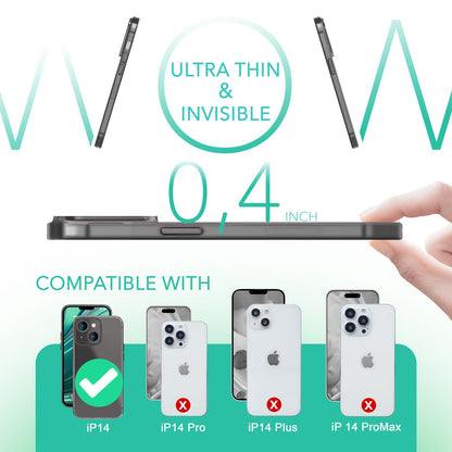 NALIA Ultra Slim Hardcase für iPhone 14 – Matt-Transparent & 0.3mm Dünn – PHANTOM (Dünnes Cover & Kamera-Vollschutz) – Marke aus Berlin