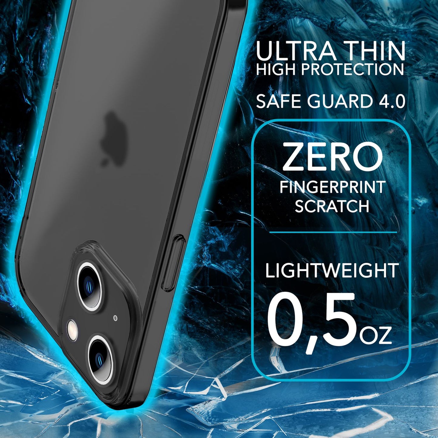 NALIA Ultra Slim Hardcase für iPhone 14 Plus – Matt-Transparent & 0.3mm Dünn – PHANTOM (Dünnes Cover & Kamera-Vollschutz) – Marke aus Berlin