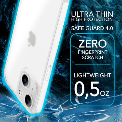 NALIA Ultra Slim Hardcase für iPhone 14 Plus – Matt-Transparent & 0.3mm Dünn – PHANTOM (Dünnes Cover & Kamera-Vollschutz) – Marke aus Berlin