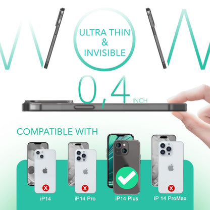 NALIA Ultra Slim Hardcase für iPhone 14 Plus – Matt-Transparent & 0.3mm Dünn – PHANTOM (Dünnes Cover & Kamera-Vollschutz) – Marke aus Berlin