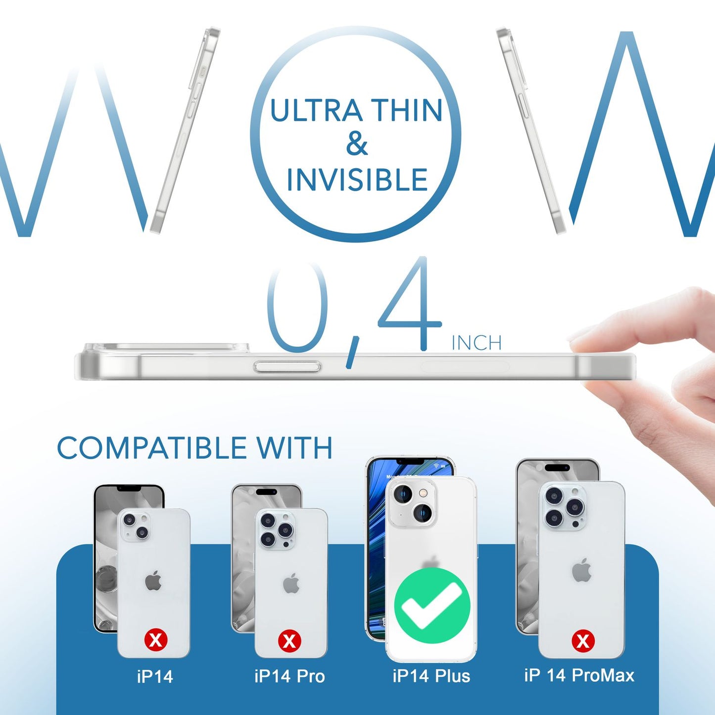 NALIA Ultra Slim Hardcase für iPhone 14 Plus – Matt-Transparent & 0.3mm Dünn – PHANTOM (Dünnes Cover & Kamera-Vollschutz) – Marke aus Berlin