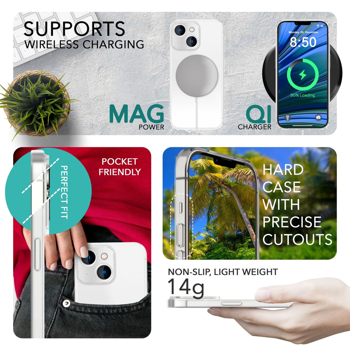 NALIA Ultra Slim Hardcase für iPhone 14 Plus – Matt-Transparent & 0.3mm Dünn – PHANTOM (Dünnes Cover & Kamera-Vollschutz) – Marke aus Berlin