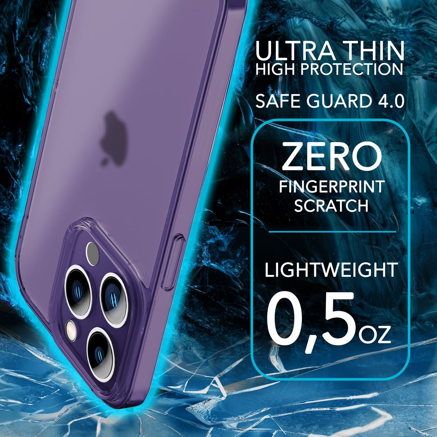 NALIA Ultra Slim Hardcase für iPhone 14 Pro – Matt-Transparent & 0.3mm Dünn – PHANTOM (Dünnes Cover & Kamera-Vollschutz) – Marke aus Berlin