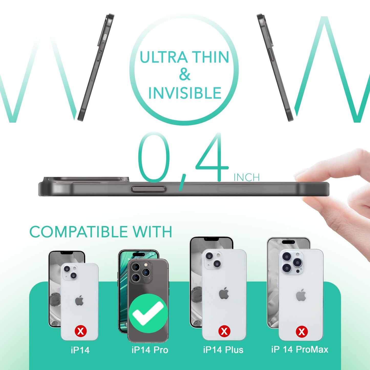 NALIA Ultra Slim Hardcase für iPhone 14 Pro – Matt-Transparent & 0.3mm Dünn – PHANTOM (Dünnes Cover & Kamera-Vollschutz) – Marke aus Berlin